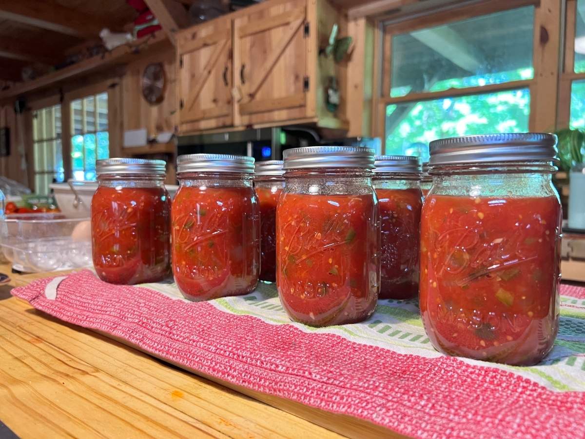 Garden Fresh San Marzano tomato salsa in a Kentucky Homestead Kitchen